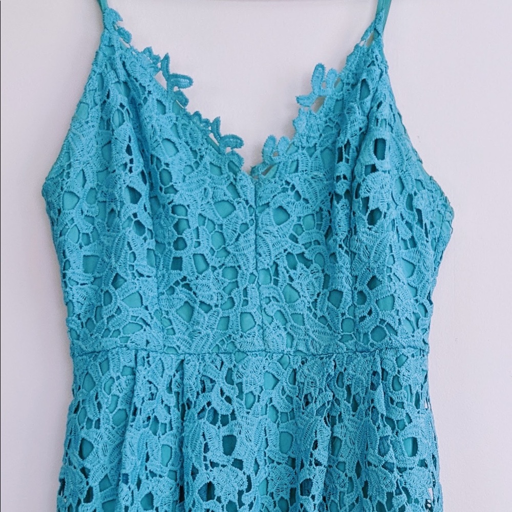 Blue crochet midi dress